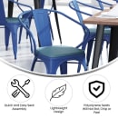 Flash Furniture CH-31270-BL-PL1C-GG Stacking Armchair w/ Vertical Slat Back & Wood Seat - Steel, Teal Blue thumbnail 5