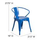 Flash Furniture CH-31270-BL-PL1T-GG Stacking Armchair w/ Vertical Slat Back & Wood Seat - Steel, Blue thumbnail 2