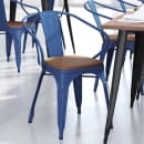 Flash Furniture CH-31270-BL-PL1T-GG Stacking Armchair w/ Vertical Slat Back & Wood Seat - Steel, Blue thumbnail 3