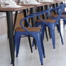 Flash Furniture CH-31270-BL-PL1T-GG Stacking Armchair w/ Vertical Slat Back & Wood Seat - Steel, Blue thumbnail 4