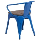 Flash Furniture CH-31270-BL-WD-GG Stacking Armchair w/ Vertical Slat Back & Wood Seat - Steel, Blue thumbnail 3
