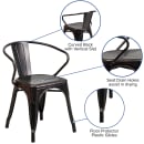 Flash Furniture CH-31270-BQ-GG Armchair w/ Vertical Slat Back - Steel, Black & Antique Gold thumbnail 6