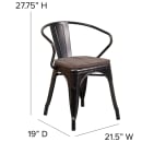Flash Furniture CH-31270-BQ-WD-GG Stacking Armchair w/ Vertical Slat Back & Wood Seat - Steel, Black & Antique Gold thumbnail 2