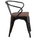 Flash Furniture CH-31270-BQ-WD-GG Stacking Armchair w/ Vertical Slat Back & Wood Seat - Steel, Black & Antique Gold thumbnail 3