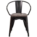 Flash Furniture CH-31270-BQ-WD-GG Stacking Armchair w/ Vertical Slat Back & Wood Seat - Steel, Black & Antique Gold thumbnail 5