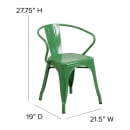 Flash Furniture CH-31270-GN-PL1T-GG Stacking Armchair w/ Vertical Slat Back & Wood Seat - Steel, Green thumbnail 2