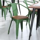 Flash Furniture CH-31270-GN-PL1T-GG Stacking Armchair w/ Vertical Slat Back & Wood Seat - Steel, Green thumbnail 3