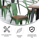 Flash Furniture CH-31270-GN-PL1T-GG Stacking Armchair w/ Vertical Slat Back & Wood Seat - Steel, Green thumbnail 5