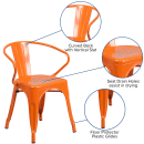 Flash Furniture CH-31270-OR-GG Armchair w/ Vertical Slat Back - Steel, Orange thumbnail 6