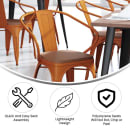 Flash Furniture CH-31270-OR-PL1T-GG Stacking Armchair w/ Vertical Slat Back & Wood Seat - Steel, Orange thumbnail 5