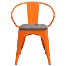 Flash Furniture CH-31270-OR-WD-GG Stacking Armchair w/ Vertical Slat Back & Wood Seat - Steel, Orange thumbnail 4
