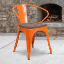 Flash Furniture CH-31270-OR-WD-GG Stacking Armchair w/ Vertical Slat Back & Wood Seat - Steel, Orange thumbnail 5