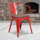 Flash Furniture CH-31270-RED-WD-GG Stacking Armchair w/ Vertical Slat Back & Wood Seat - Steel, Red thumbnail 5