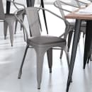 Flash Furniture CH-31270-SIL-PL1G-GG Stacking Armchair w/ Vertical Slat Back & Wood Seat - Steel, Silver thumbnail 3