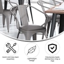 Flash Furniture CH-31270-SIL-PL1G-GG Stacking Armchair w/ Vertical Slat Back & Wood Seat - Steel, Silver thumbnail 5