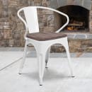 Flash Furniture CH-31270-WH-WD-GG Stacking Armchair w/ Vertical Slat Back & Wood Seat - Steel, White thumbnail 10