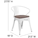 Flash Furniture CH-31270-WH-WD-GG Stacking Armchair w/ Vertical Slat Back & Wood Seat - Steel, White thumbnail 3