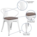 Flash Furniture CH-31270-WH-WD-GG Stacking Armchair w/ Vertical Slat Back & Wood Seat - Steel, White thumbnail 7