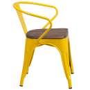 Flash Furniture CH-31270-YL-WD-GG Stacking Armchair w/ Vertical Slat Back & Wood Seat - Steel, Yellow thumbnail 2