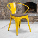 Flash Furniture CH-31270-YL-WD-GG Stacking Armchair w/ Vertical Slat Back & Wood Seat - Steel, Yellow thumbnail 5