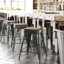 Flash Furniture CH-31320-24-BK-PL2T-GG Counter Height Backless Stool w/ Wood Seat - Steel, Black thumbnail 4