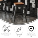 Flash Furniture CH-31320-24-BK-PL2T-GG Counter Height Backless Stool w/ Wood Seat - Steel, Black thumbnail 5