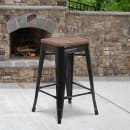 Flash Furniture CH-31320-24-BK-WD-GG Counter Height Backless Stool w/ Wood Seat, Black thumbnail 7