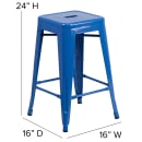 Flash Furniture CH-31320-24-BL-GG Counter Height Backless Stool w/ Metal Seat, Blue thumbnail 2