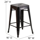 Flash Furniture CH-31320-24-BQ-GG Counter Height Backless Stool w/ Metal Seat, Black Antique Gold thumbnail 2