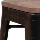 Flash Furniture CH-31320-24-BQ-WD-GG Counter Height Backless Stool w/ Wood Seat, Black Antique Gold thumbnail 4
