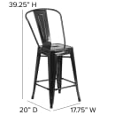 Flash Furniture CH-31320-24GB-BK-GG Counter Height Bar Stool w/ Curved Back & Metal Seat, Black thumbnail 3
