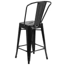Flash Furniture CH-31320-24GB-BK-GG Counter Height Bar Stool w/ Curved Back & Metal Seat, Black thumbnail 4