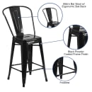 Flash Furniture CH-31320-24GB-BK-GG Counter Height Bar Stool w/ Curved Back & Metal Seat, Black thumbnail 6