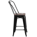 Flash Furniture CH-31320-24GB-BK-WD-GG Counter Height Bar Stool w/ Curved Back & Wood Seat, Black thumbnail 3