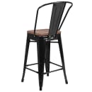 Flash Furniture CH-31320-24GB-BK-WD-GG Counter Height Bar Stool w/ Curved Back & Wood Seat, Black thumbnail 4