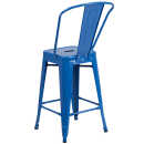 Flash Furniture CH-31320-24GB-BL-GG Counter Height Bar Stool w/ Curved Back & Metal Seat, Blue thumbnail 4