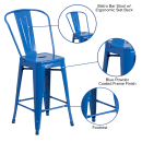 Flash Furniture CH-31320-24GB-BL-GG Counter Height Bar Stool w/ Curved Back & Metal Seat, Blue thumbnail 6