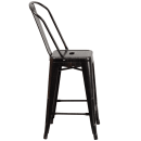 Flash Furniture CH-31320-24GB-BQ-GG Counter Height Bar Stool w/ Curved Back & Metal Seat, Black Antique Gold thumbnail 3