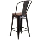 Flash Furniture CH-31320-24GB-BQ-WD-GG Counter Height Bar Stool w/ Curved Back & Wood Seat, Black Antique Gold thumbnail 4