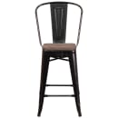 Flash Furniture CH-31320-24GB-BQ-WD-GG Counter Height Bar Stool w/ Curved Back & Wood Seat, Black Antique Gold thumbnail 5