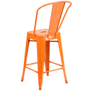Flash Furniture CH-31320-24GB-OR-GG Counter Height Bar Stool w/ Curved Back & Metal Seat, Orange thumbnail 4