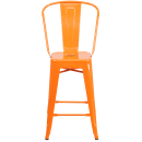 Flash Furniture CH-31320-24GB-OR-GG Counter Height Bar Stool w/ Curved Back & Metal Seat, Orange thumbnail 5