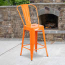 Flash Furniture CH-31320-24GB-OR-GG Counter Height Bar Stool w/ Curved Back & Metal Seat, Orange thumbnail 9