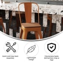Flash Furniture CH-31320-24GB-OR-PL2T-GG Counter Height Bar Stool w/ Removable Back & Wood Seat - Steel, Orange thumbnail 5