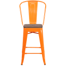 Flash Furniture CH-31320-24GB-OR-WD-GG Counter Height Bar Stool w/ Curved Back & Wood Seat, Orange thumbnail 4
