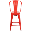 Flash Furniture CH-31320-24GB-RED-GG Counter Height Bar Stool w/ Curved Back & Metal Seat, Red thumbnail 5