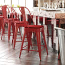 Flash Furniture CH-31320-24GB-RED-PL2R-GG Counter Height Bar Stool w/ Removable Back & Wood Seat - Steel, Red thumbnail 4