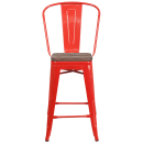 Flash Furniture CH-31320-24GB-RED-WD-GG Counter Height Bar Stool w/ Curved Back & Wood Seat, Red thumbnail 4
