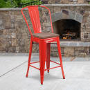 Flash Furniture CH-31320-24GB-RED-WD-GG Counter Height Bar Stool w/ Curved Back & Wood Seat, Red thumbnail 5