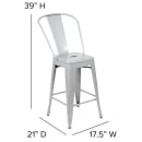Flash Furniture CH-31320-24GB-SIL-GG Counter Height Bar Stool w/ Curved Back & Metal Seat, Silver thumbnail 2